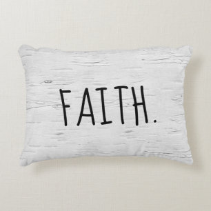 FAITH Text On Birch Tree Accent Pillow