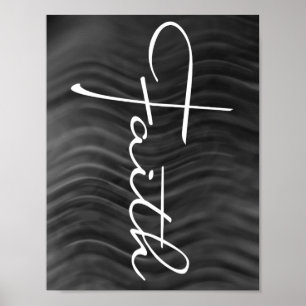 Faith Typography Christian Black and White Modern Poster