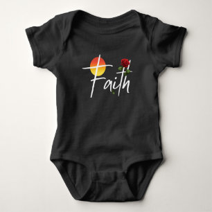 Faith Typography With Roses Baby Bodysuit