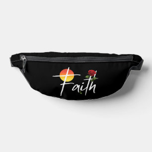 Faith Typography With Roses Bum Bags