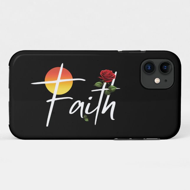 Faith Typography With Roses Case-Mate iPhone Case (Back (Horizontal))