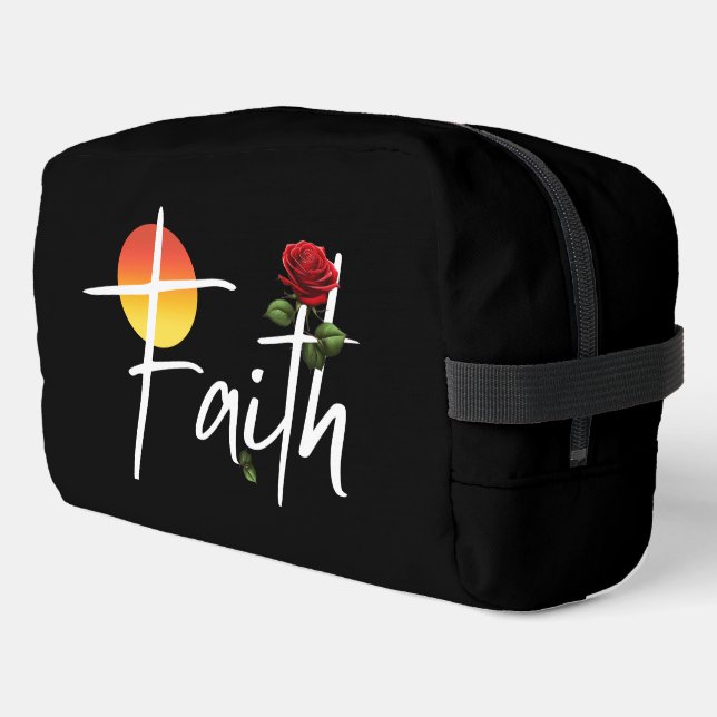 Faith Typography With Roses Dopp Kit (Left Corner)