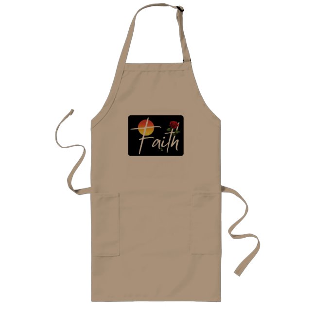 Faith Typography With Roses Long Apron (Front)