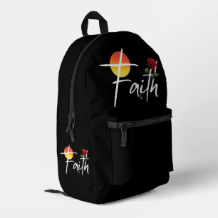 Faith Typography With Roses Printed Backpack