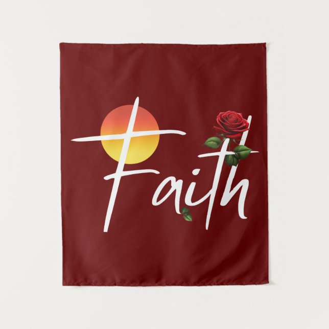 Faith Typography With Roses Tapestry (Front)