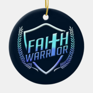 Faith Warrior Christian Blue Purple Ombre Ceramic Ornament