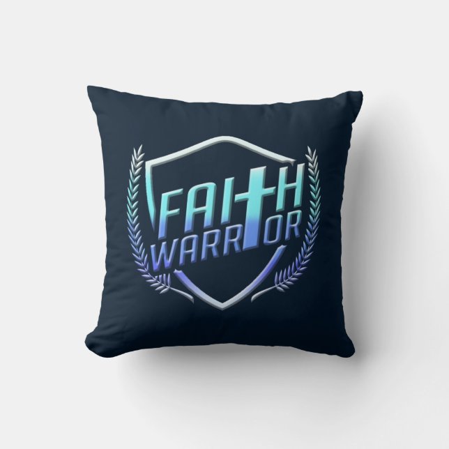 Faith Warrior Christian Blue Purple Ombre Cushion (Front)