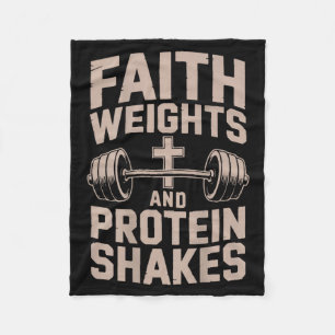 Faith Weights &amp; Protein Shakes Jesus Christian Fleece Blanket