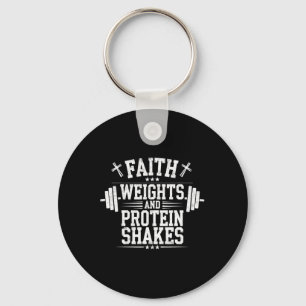 Faith Weights And Protein Shakes Christian Gym Wei Key Ring