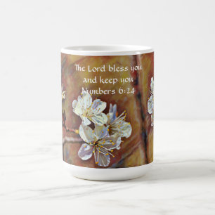 Faith White Flowers Bible Verse Mug Cup
