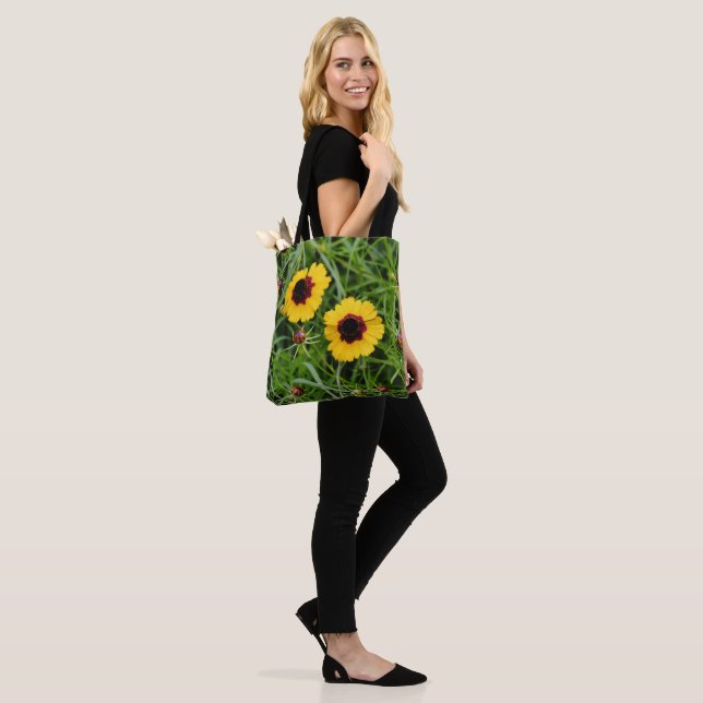 Faith Yellow Wildflower Tote Psalm (On Model)