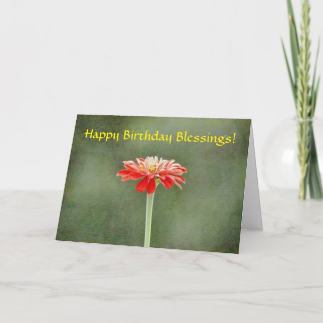 Faith Zinnia Flower Pretty Art Birthday Card (Front)