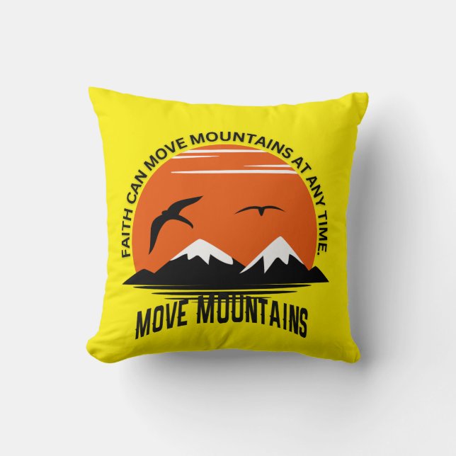 Faithful Comfort – Mountain Sunset Throw Pillow (Front)