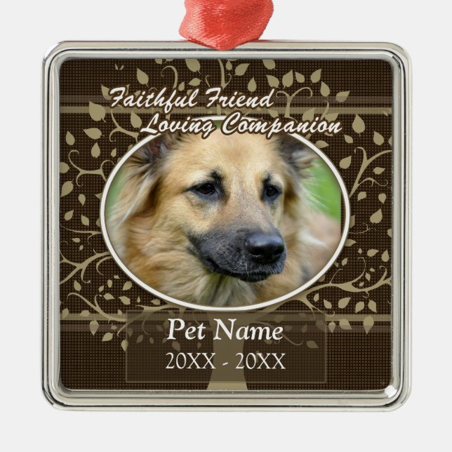 Faithful Friend Custom Pet Sympathy Metal Ornament (Front)