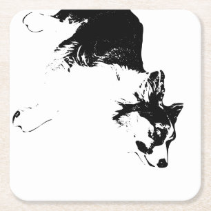 Faithful Gaze in Fall Shadows Square Paper Coaster