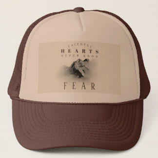 Faithful Inspiraional Quote Watercolor Mountain Trucker Hat