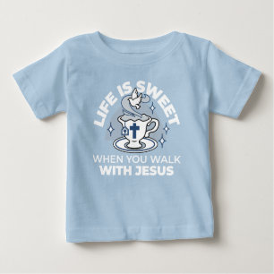 Faithful Living Art – Teacup with Cross and Dove  Baby T-Shirt