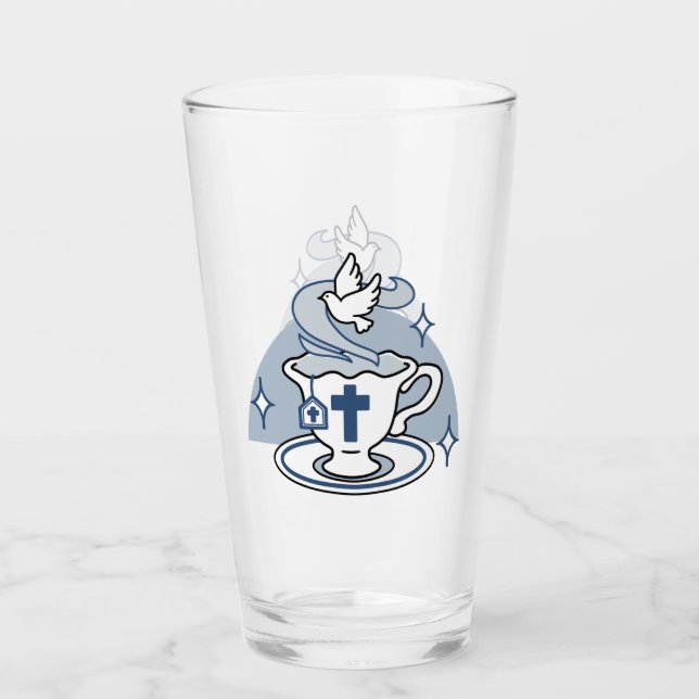Faithful Living Art – Teacup with Cross and Dove  Glass (Front)