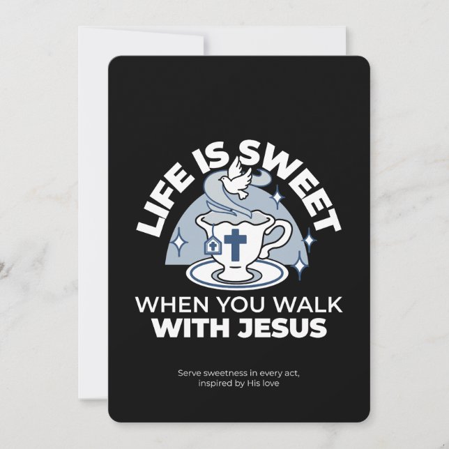 Faithful Living Art – Teacup with Cross and Dove  Holiday Card (Front)