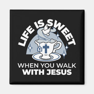 Faithful Living Art – Teacup with Cross and Dove Magnet