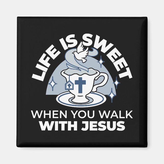 Faithful Living Art – Teacup with Cross and Dove  Magnet (Front)