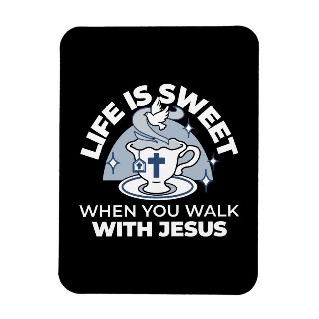 Faithful Living Art – Teacup with Cross and Dove  Magnet (Vertical)