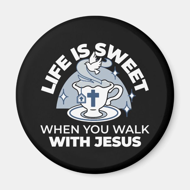 Faithful Living Art – Teacup with Cross and Dove  Magnet (Front)