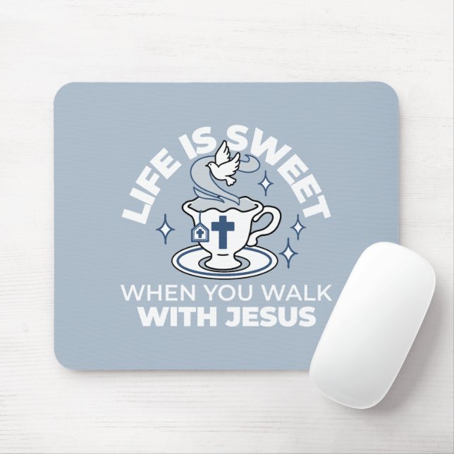 Faithful Living Art – Teacup with Cross and Dove  Mouse Pad (With Mouse)