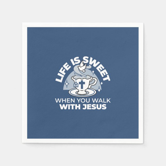 Faithful Living Art – Teacup with Cross and Dove  Napkin (Front)