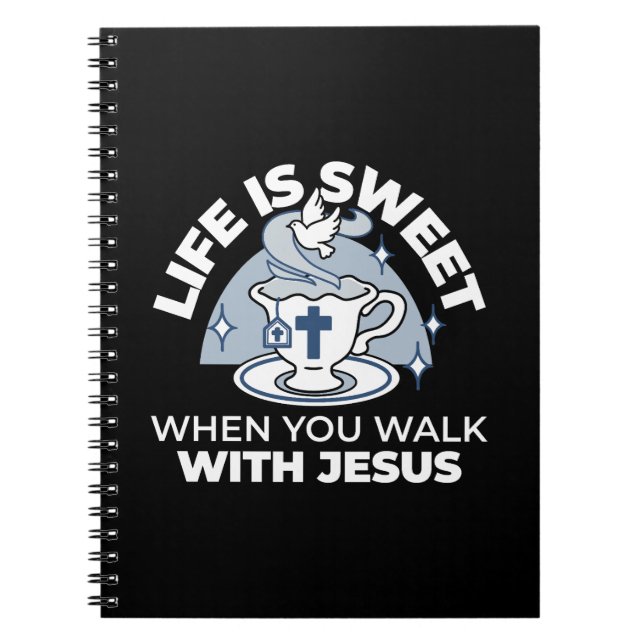 Faithful Living Art – Teacup with Cross and Dove  Notebook (Front)