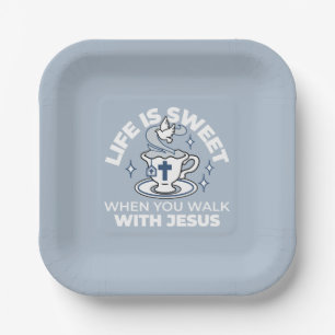 Faithful Living Art – Teacup with Cross and Dove  Paper Plate