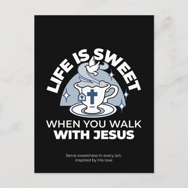 Faithful Living Art – Teacup with Cross and Dove  Postcard (Front)