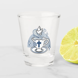 Faithful Living Art – Teacup with Cross and Dove Shot Glass