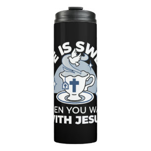 Faithful Living Art – Teacup with Cross and Dove  Thermal Tumbler