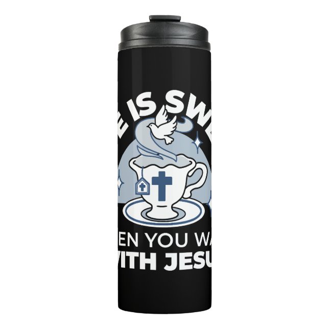 Faithful Living Art – Teacup with Cross and Dove  Thermal Tumbler (Front)