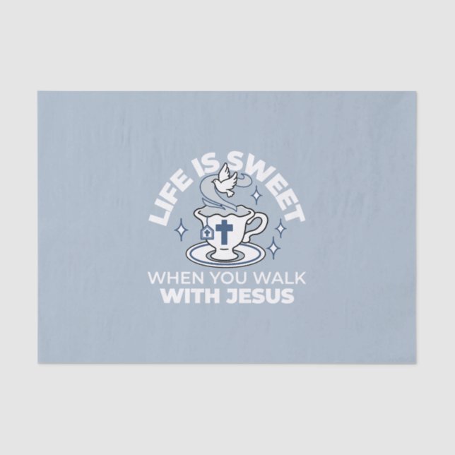 Faithful Living Art – Teacup with Cross and Dove  Tissue Paper (Front)