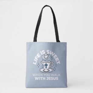 Faithful Living Art – Teacup with Cross and Dove Tote Bag