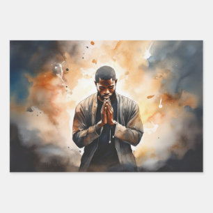 Faithful Reflection: A Black Man’s Prayer Wrapping Paper Sheet