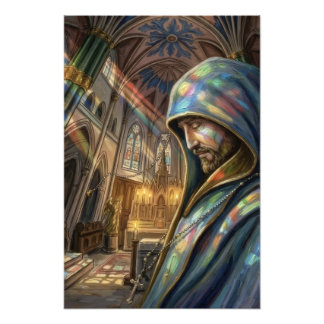 Faithful Reflection Priestly Prayer Under Light Photo Print