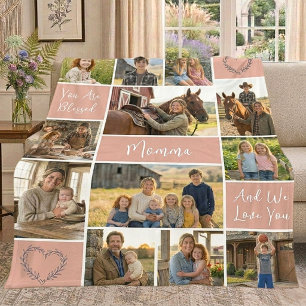 Faithful Roots 12 Photo Mum Name Antique Wildrose Fleece Blanket