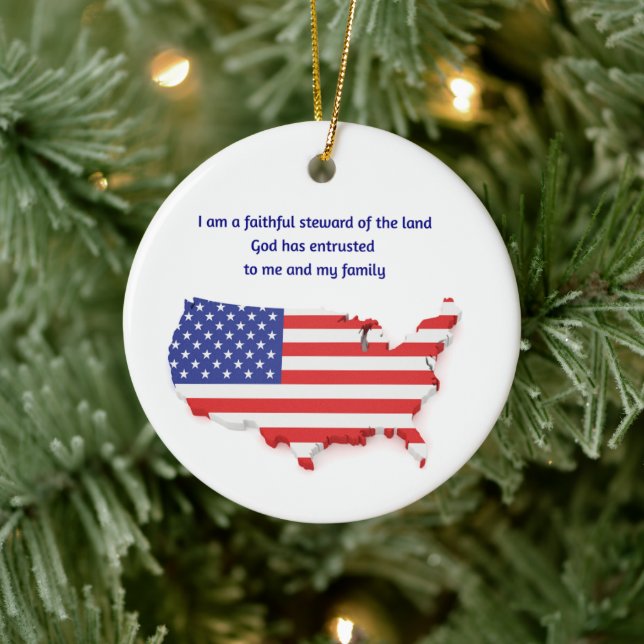Faithful Steward of USA - Round  Ceramic Ornament (Tree)