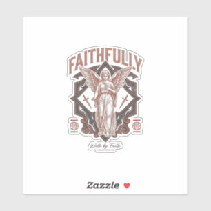 Faithfully Angel Vintage Engraving Christian T-Shi