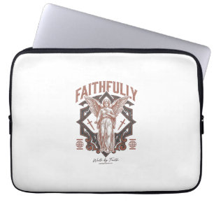 Faithfully Angel Vintage Engraving Christian T-Shi Laptop Sleeve