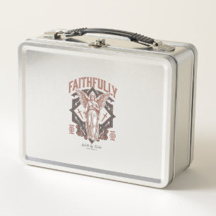 Faithfully Angel Vintage Engraving Christian T-Shi Metal Lunch Box