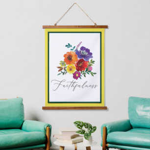 Faithfulness multi colour floral  hanging tapestry