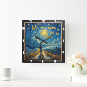 Faith's Journey: Beyond What's Seen Square Wall Clock
