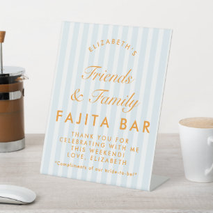 Fajite Bar Orange & Blue Bachelorette Pedestal Ped Sign