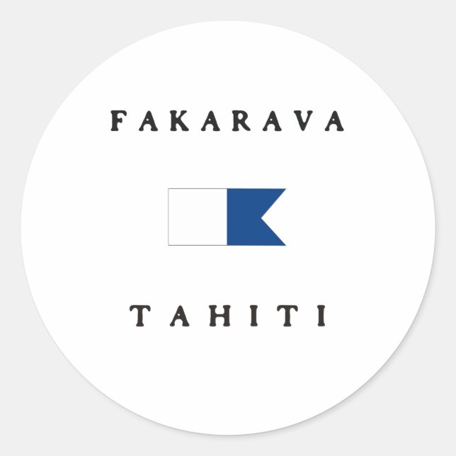 Fakarava Tahiti Alpha Dive Flag Classic Round Sticker (Front)