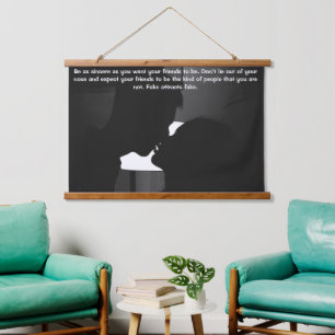 Fake attracts fake couple in dark gesture hanging tapestry