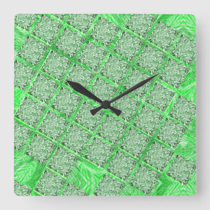 Fake azulejo, fakes folhagens verdes, quadradas. square wall clock